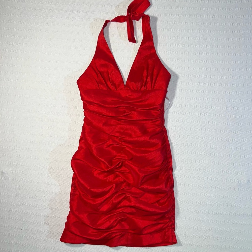 Vintage Jessica McClintock Halter Bodycon Mini Dress Sz 4 Date Night Vegas Club